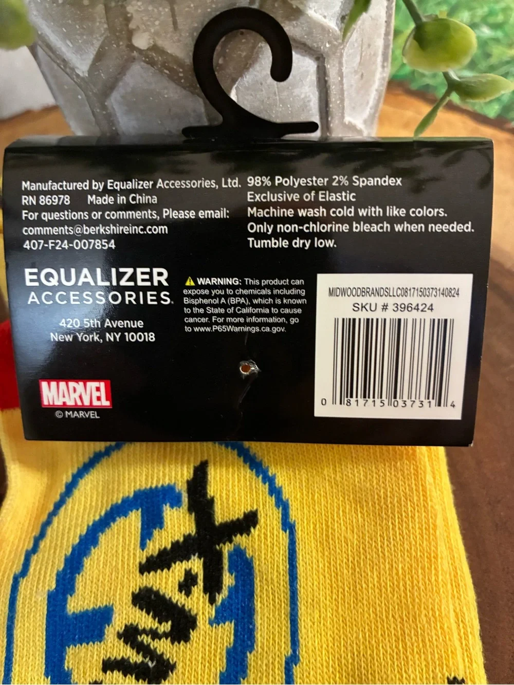 FREE WITH PURCHASE****** Marvel Yellow Crew Socks with Red and Blue Accents
